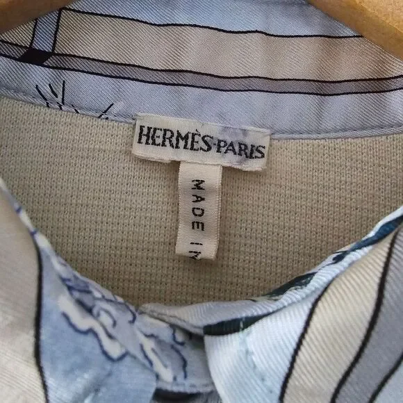 Hermes Margiela Winter Skiers & Holly Silk Wool Blend Polo Style Sweater Size S - Picture 2 of 12